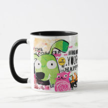 Taza de café del dibujo animado de la diversión a
