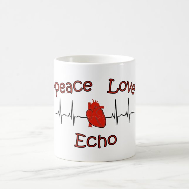 Taza de café del eco del amor de la paz (Centro)