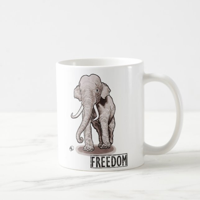 Taza de café del elefante de la "libertad" (Derecha)