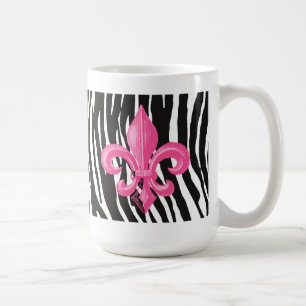 Taza de café del estampado de zebra con la flor d