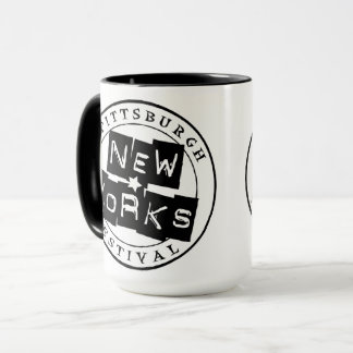 Taza de café del festival de las nuevas obras de