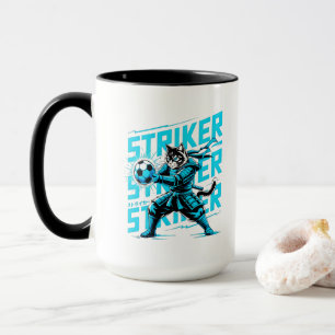 Taza de café del gato de fútbol energético