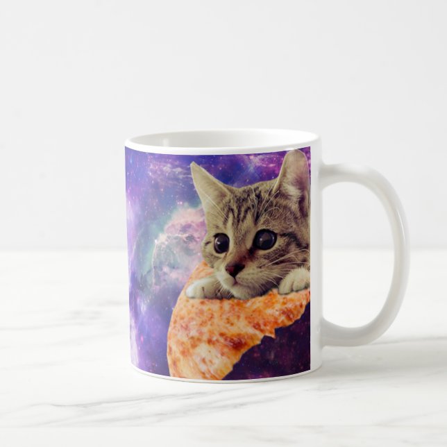 Taza de café del gato de la pizza del espacio (Derecha)