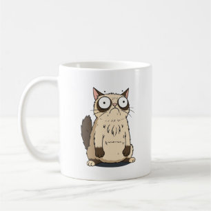 Taza de café del gato gruñón sorprendido