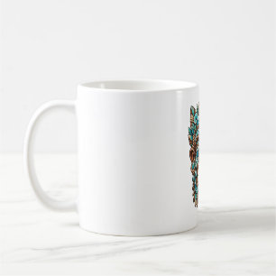 Taza de café del guardián tallado en azul verdoso