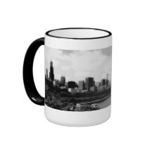Taza de café del horizonte de Posterized Chicago