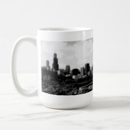 Taza de café del horizonte de Posterized Chicago