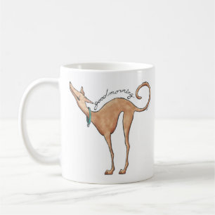Taza de café del ilustracion del galgo de la buen