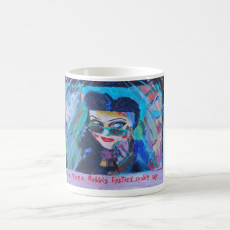 Taza de café del lápiz labial del petirrojo