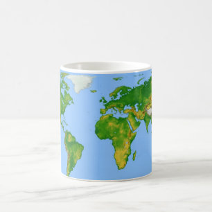 Taza de café del mapa del mundo