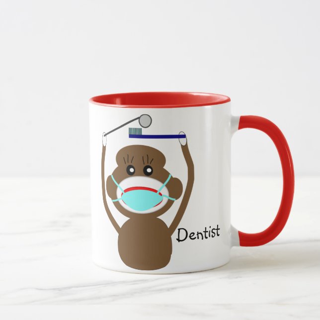 Taza de café del mono del calcetín del dentista (Derecha)