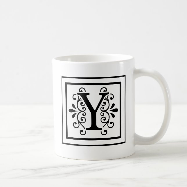 Taza de café del monograma de la letra Y (Derecha)