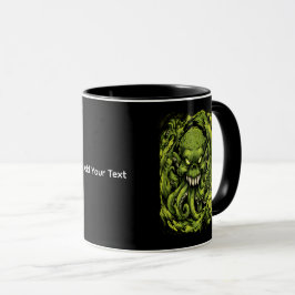 Taza de café del monstruo tentáculo verde espeluzn