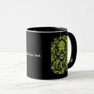 Taza de café del monstruo tentáculo verde espeluzn