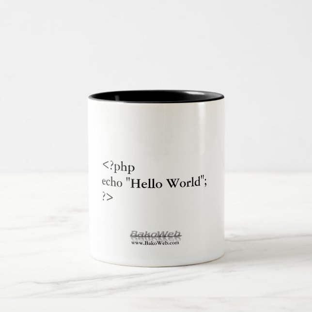 Taza de café del mundo del PHP "hola" (Centro)