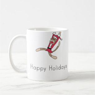 taza de café del navidad del mono del calcetín