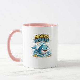 Taza de café del océano lindo de la ballena feliz