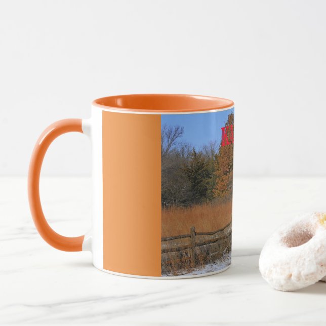 TAZA de café del paisaje de la caída/del invierno (Con donut)