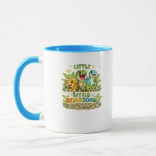 Taza de café del pequeño dinosaurio lindo y rugien