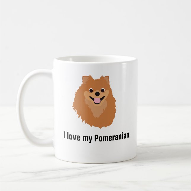 Taza de café del perro de Pomeranian - amor de I (Izquierda)