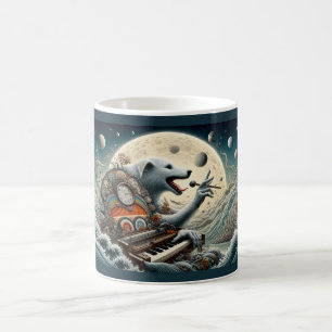 Taza de café del pianista canino celestial