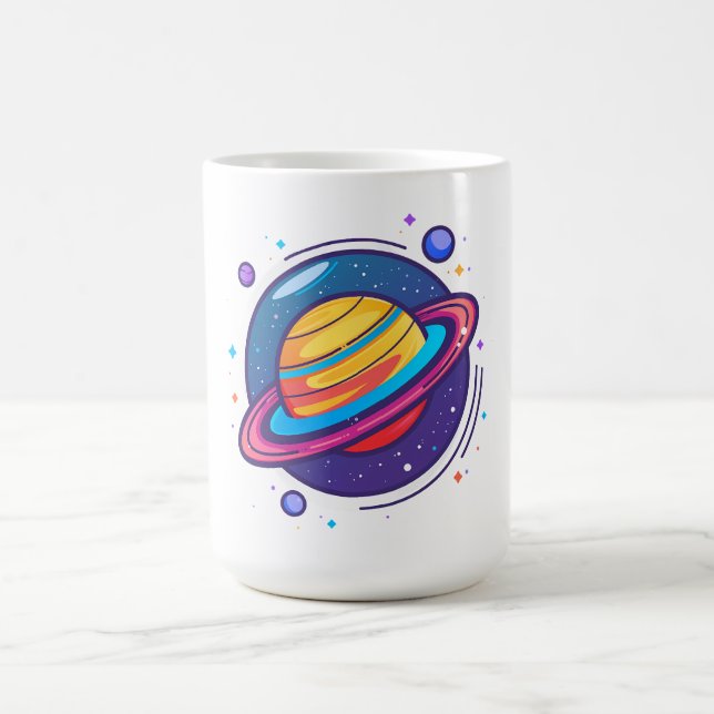 Taza de café del planeta Saturno – Diseño cósmico  (Centro)