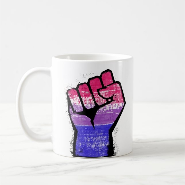 Taza de café del puño de protesta bisexual (Izquierda)