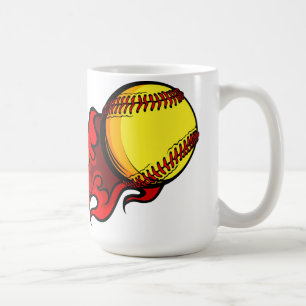 Taza de café del softball el flamear Fastpitch