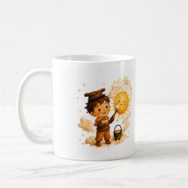 Taza de café del taller del sol acogedor y lindo