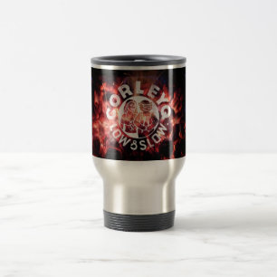 Taza de café del viaje con diseño del "fuego" de