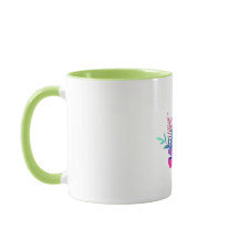 Taza de café del vibrante jardín floral con acento
