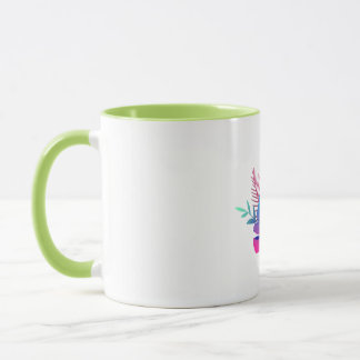 Taza de café del vibrante jardín floral con acento