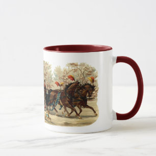 Taza de café del vintage de la escena del inviern