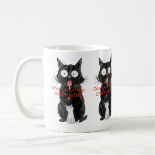 Taza De Café Delantal de Gatos Divertidos en Blanco y Negro