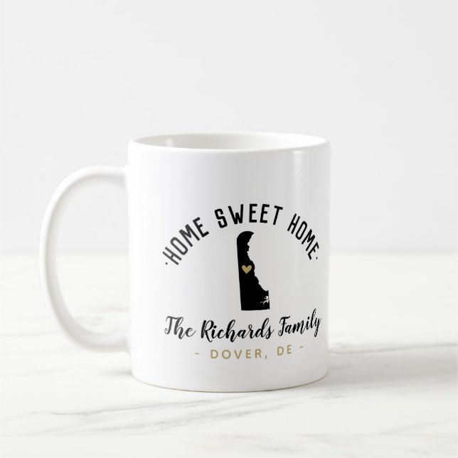 Taza De Café Delaware Hogar Dulce Familia Monograma Mug (Izquierda)