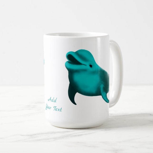 Taza De Café Delfín afortunado - Añade tu texto (Anverso derecho)