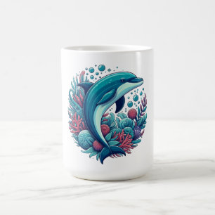 Taza De Café Delfín cutáneo, costero/náutico
