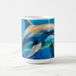 Taza De Café Delfín de pintura de aceite