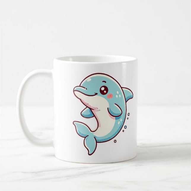 Taza De Café Delfín elegante con deslumbramiento oceánico (Izquierda)