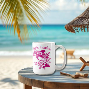 Taza De Café Delfín hawaiano fingiendo fabuloso rosado
