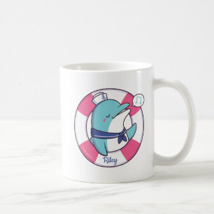 Taza De Café Delfín Marinero Cantante Lindo, Personalizado