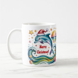 Taza De Café Delfín navidad en paraíso tropical
