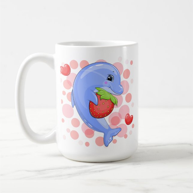 Taza De Café Delfín personalizado y fresa (Izquierda)