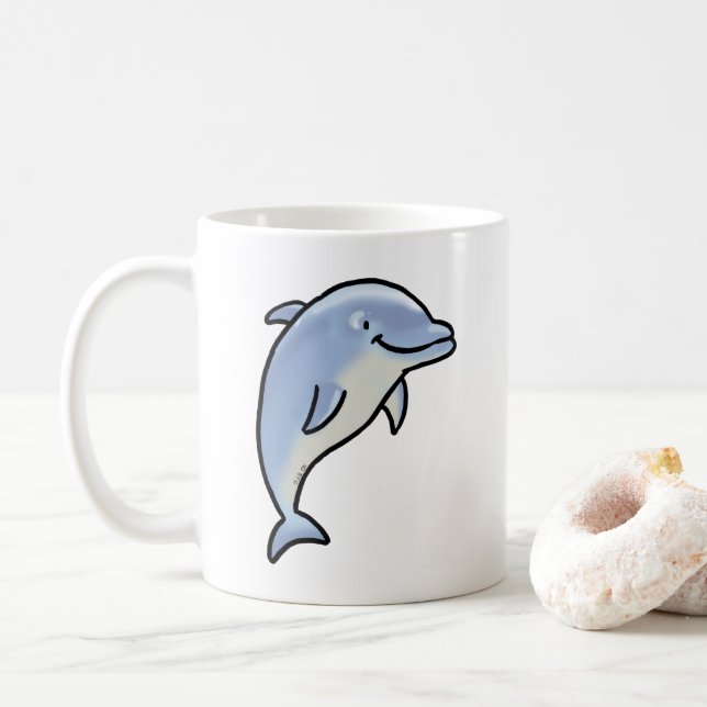 Taza De Café Delfín Sonriente Adorable (Con donut)