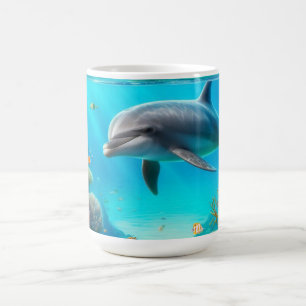 Taza De Café Delfín submarino tropical/Hawái colorido