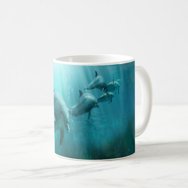 Taza De Café Delfines De Natación Vintage (Anverso derecho)