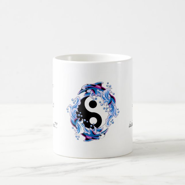 Taza De Café Delfínes frescos de Yin Yang del símbolo del (Centro)