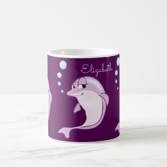Taza De Café Delfínes púrpuras lindos personalizados (Centro)