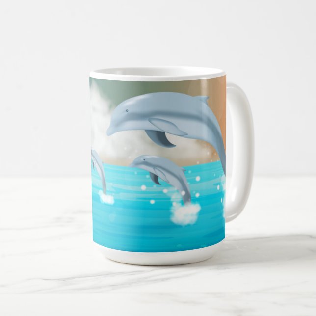 Taza De Café delfines saltando en el océano       (Anverso derecho)