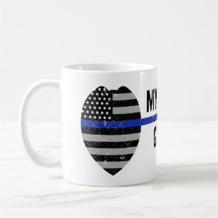 Taza De Café Delgada Línea Azul, Consigue Tus Seis, Esposa Poli
